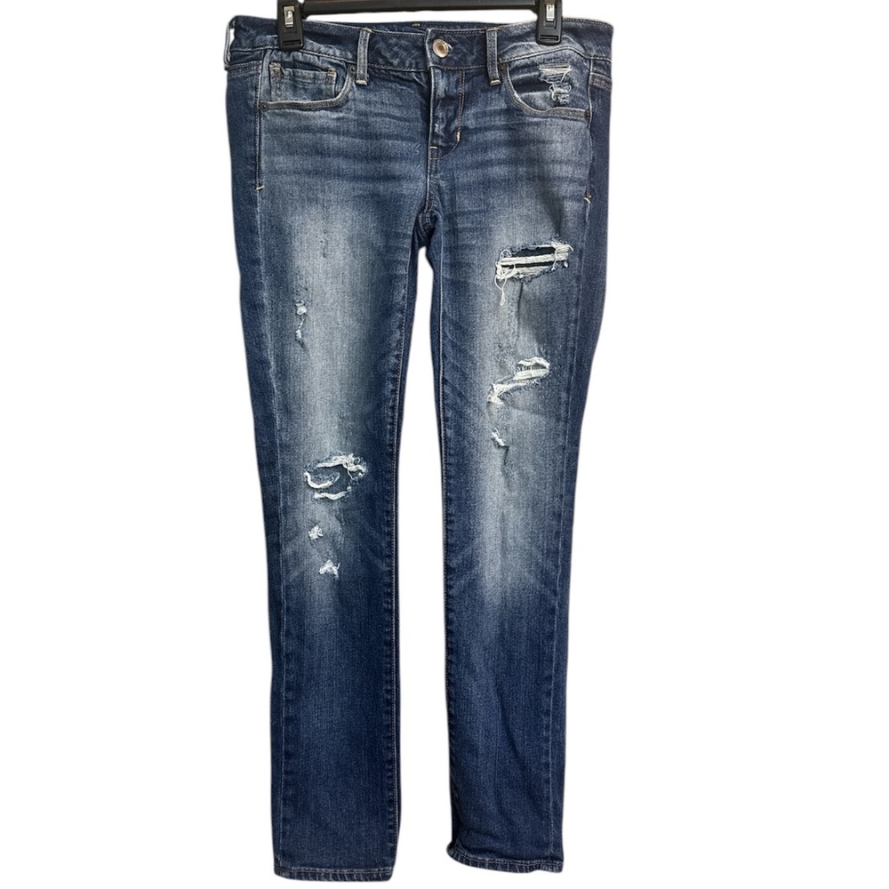 Women’s American Eagle Blue Skinny Jeans Distressed Style 
Size - 8